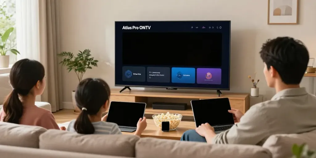 Profitez de l'expérience Atlas Pro ONTV en famille avec un salon confortable.